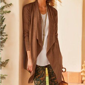 Soft Surroundings Faux Suede Draped Jacket Medium